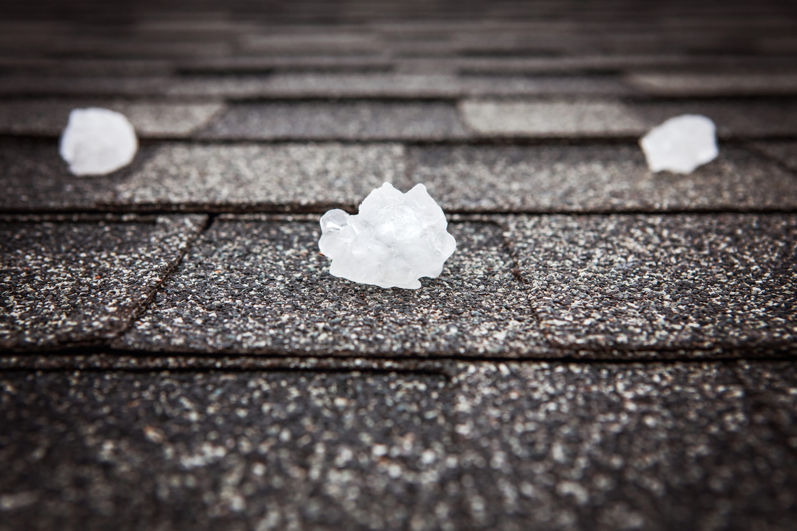 central Minnesota hail damage on a shingle roof after the August 7, 2026 storms